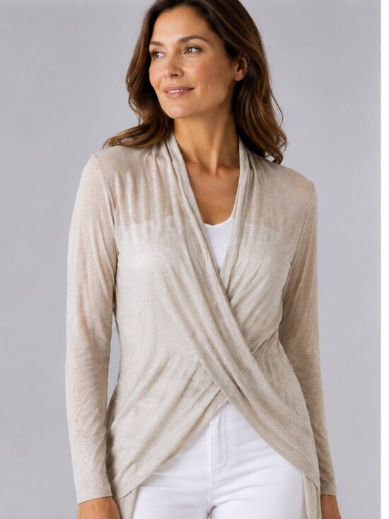 Lafayette 148 New York Sweaters - Lafayette 148 Light Wrap Cardigan Size Med New York Camel WorkWear Resort